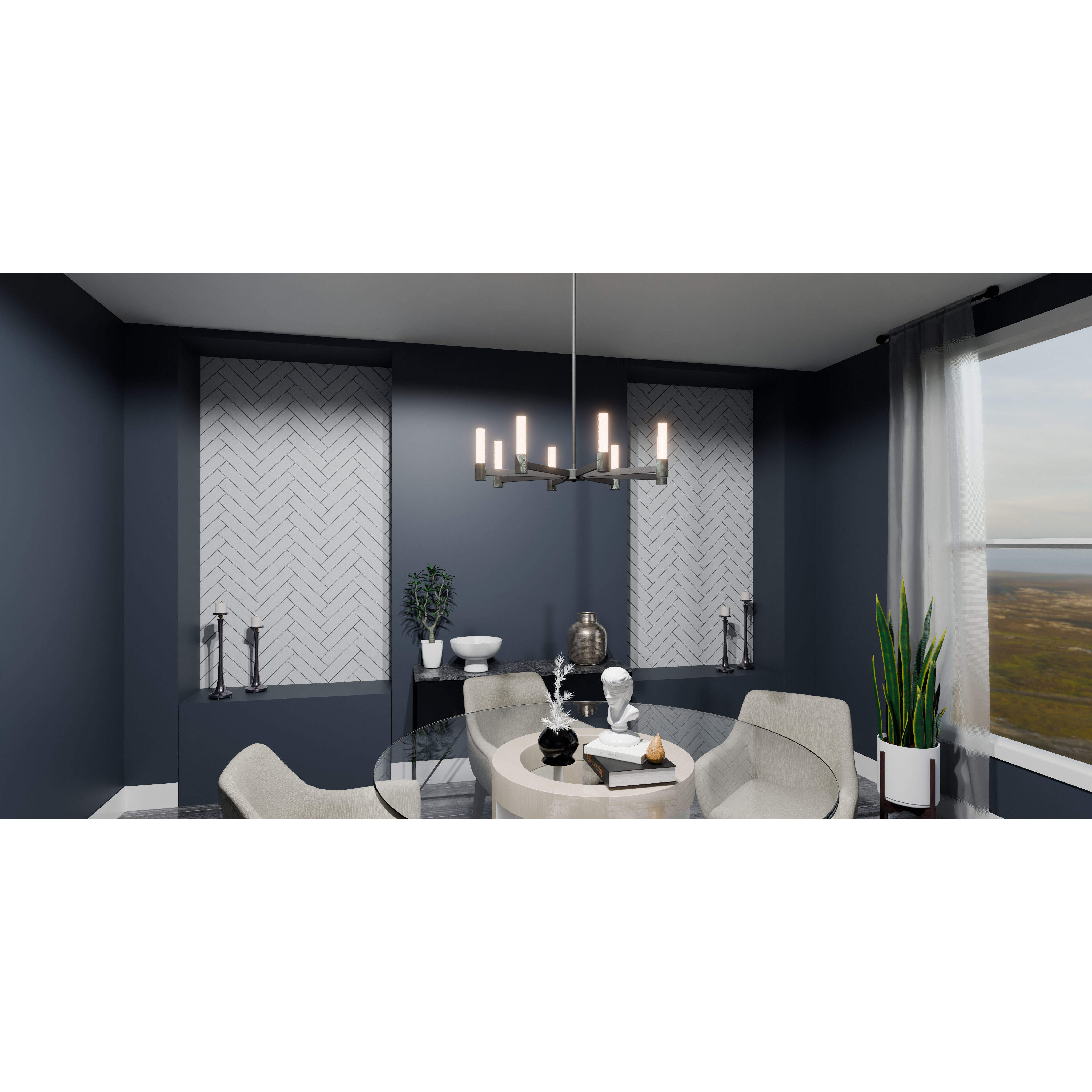 Adler 30 inch Matte Black Chandelier Ceiling Light