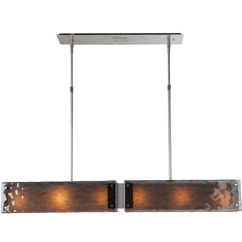 Textured Glass 6 Light 55.7 inch Novel Brass Linear Pendant Ceiling Light in E26 Incandescent, Rimelight Frosted