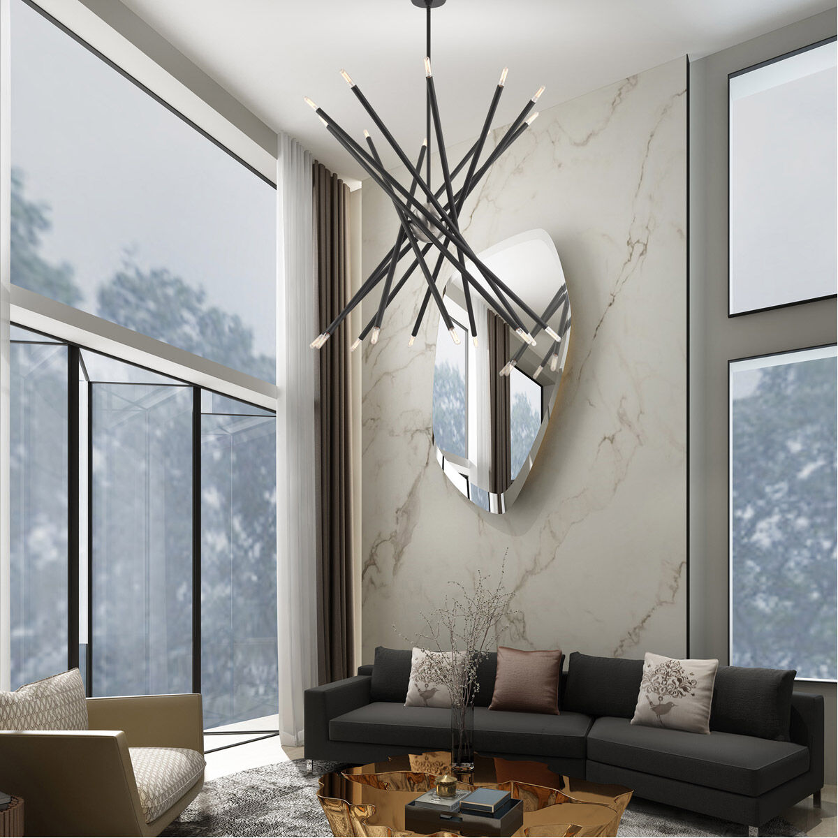 Soho 20 Light 38 inch Scandinavian Gray Chandelier Ceiling Light