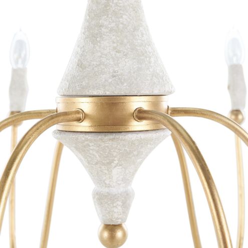 Clay 6 Light 31.5 inch Vintage Gold / Distressed Ivory Chandelier Ceiling Light