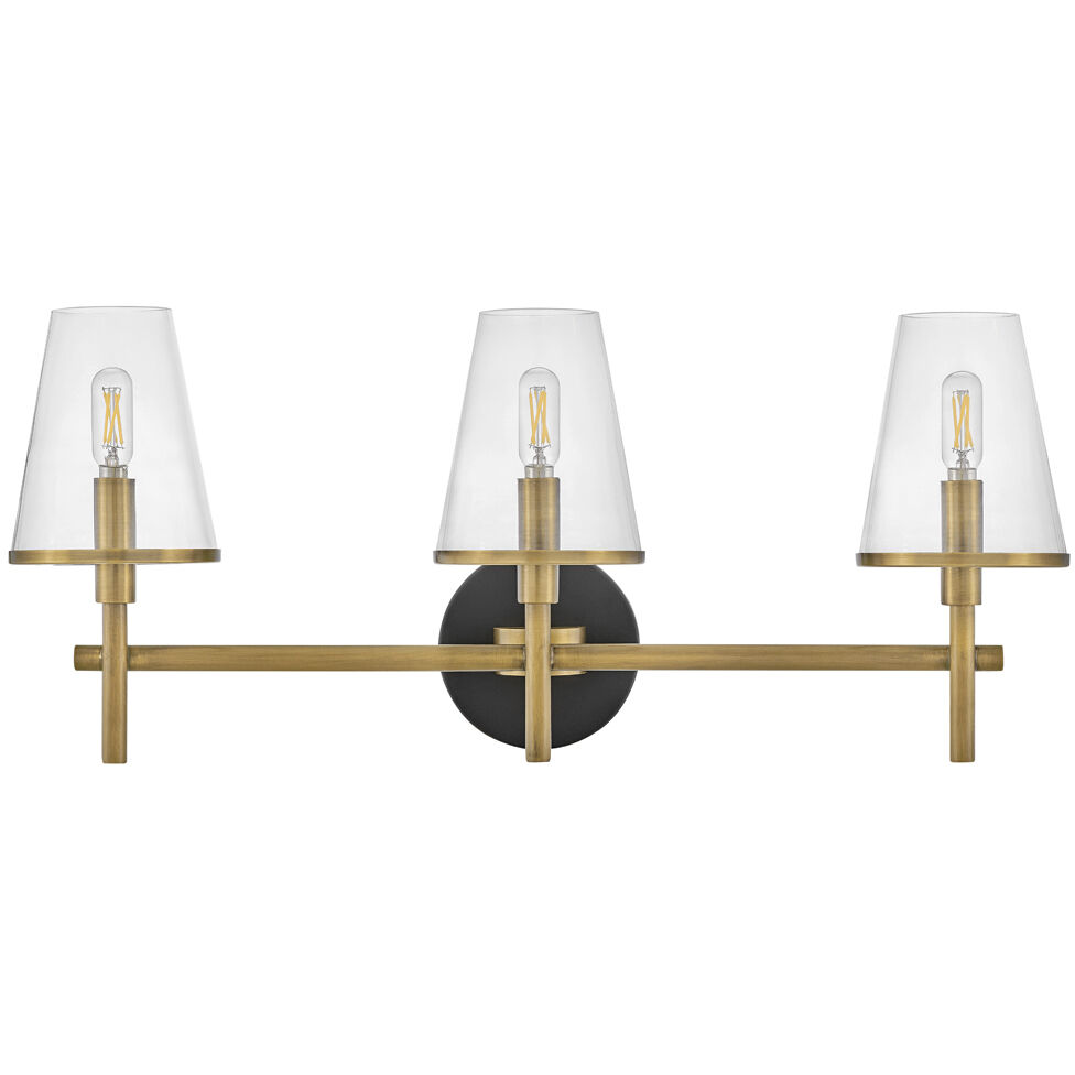 Marten 3 Light 25 inch Heritage Brass Bath Light Wall Light
