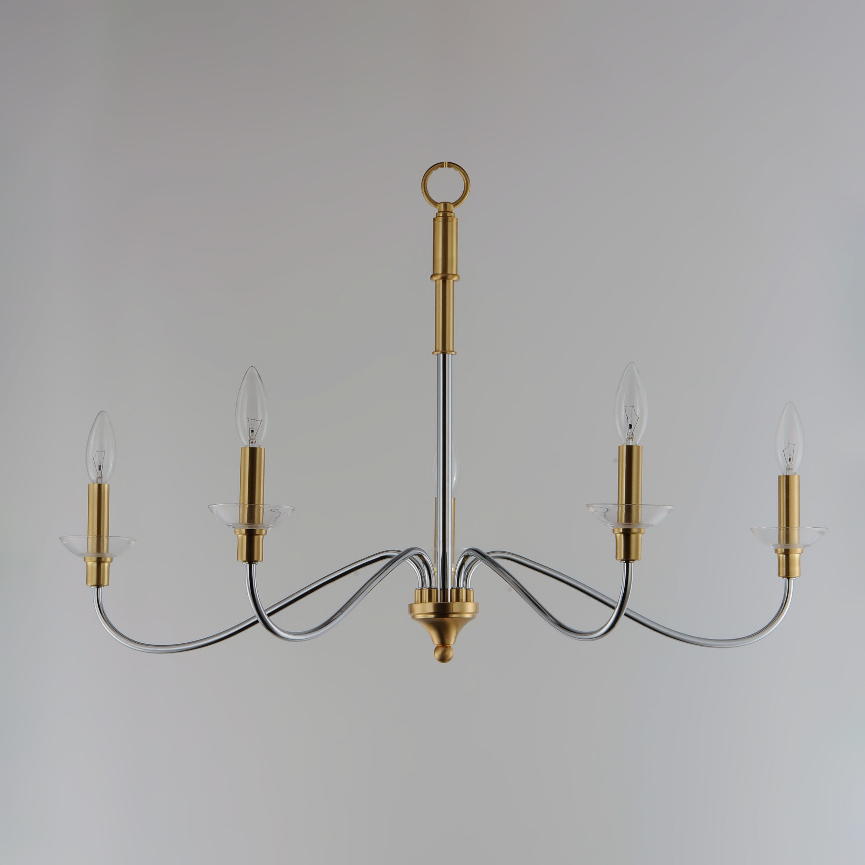 Clarion 5 Light 32 inch Polished Chrome/Satin Brass Chandelier Ceiling Light