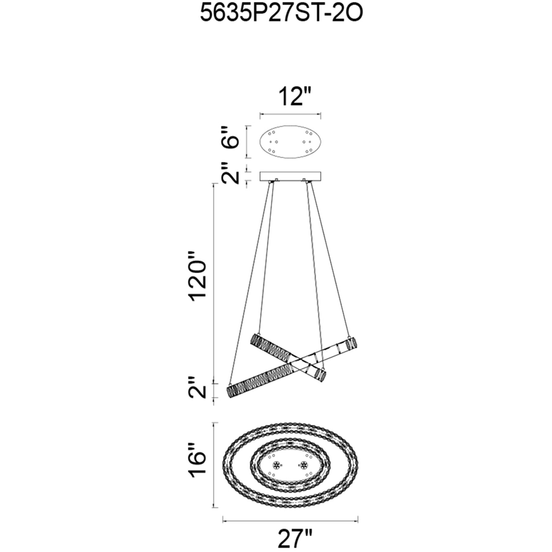 Florence LED 15 inch Chrome Chandelier Ceiling Light