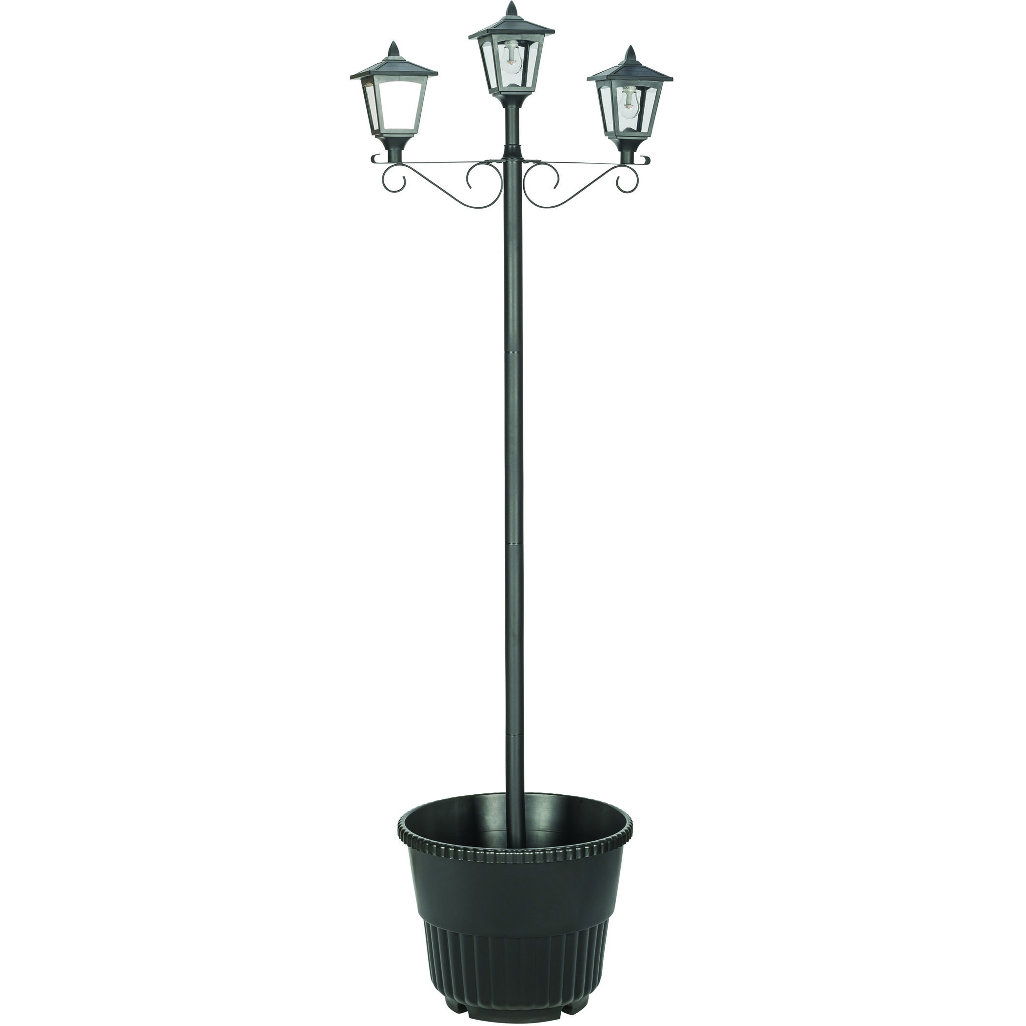 Triple Head 3 Light 78.5 inch Black Post Light, Solar