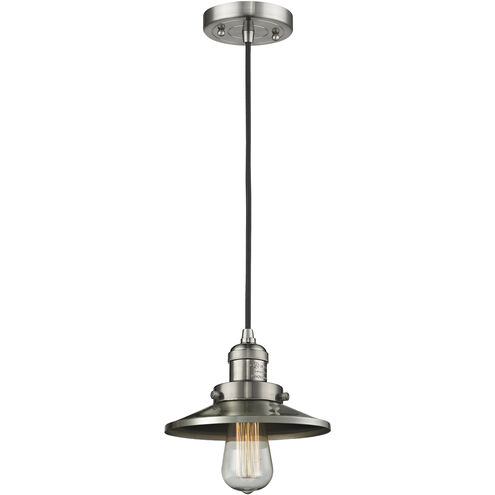 Franklin Restoration Railroad 1 Light 8 inch Brushed Satin Nickel Mini Pendant Ceiling Light in Incandescent, Franklin Restoration