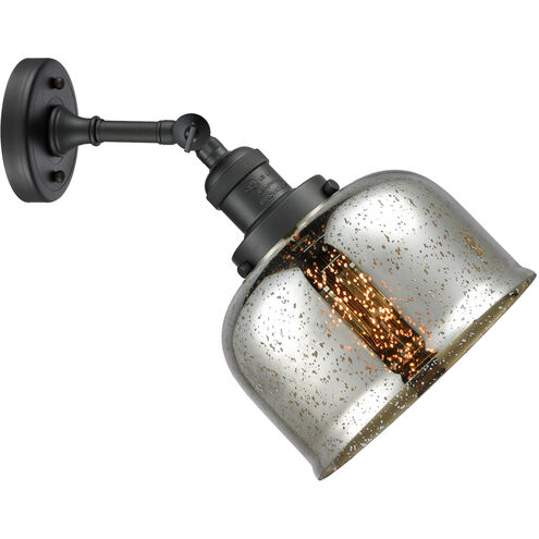Franklin Restoration Large Bell LED 8 inch Matte Black Sconce Wall Light in Silver Plated Mercury Glass, Franklin Restoration