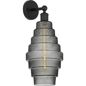 Cascade 1 Light 8 inch Matte Black and Smoked Sconce Wall Light