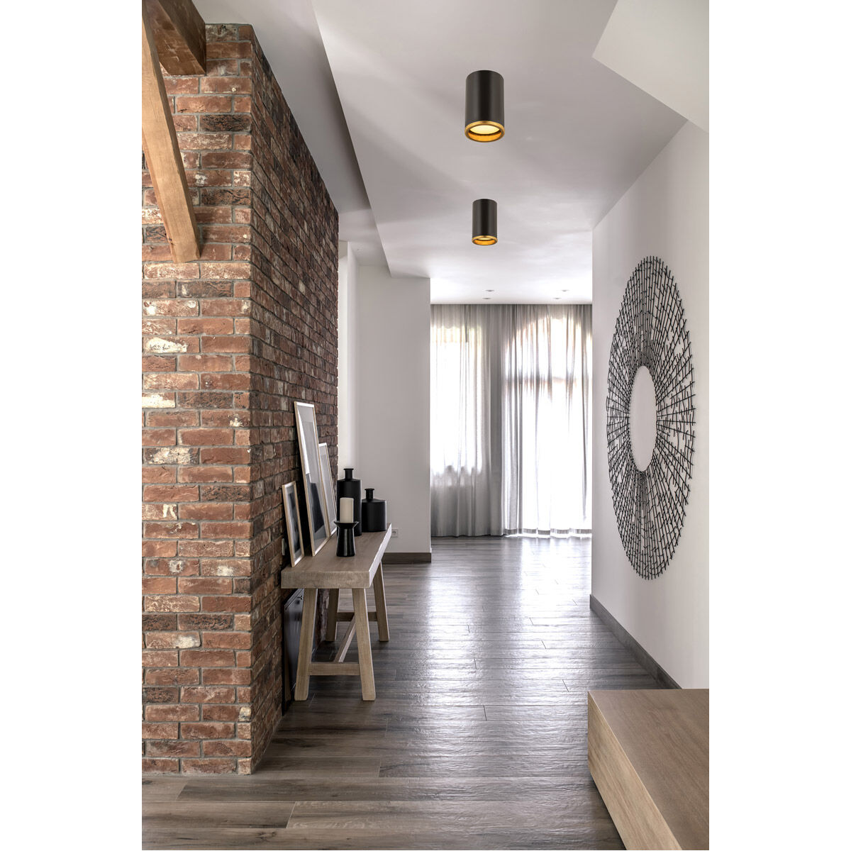 Arlo 1 Light 5.25 inch Matte Black and Rubbed Brass Flush Mount Ceiling Light