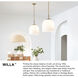 Willa 1 Light 12 inch Heritage Brass Pendant Ceiling Light, Semi-flush Mount