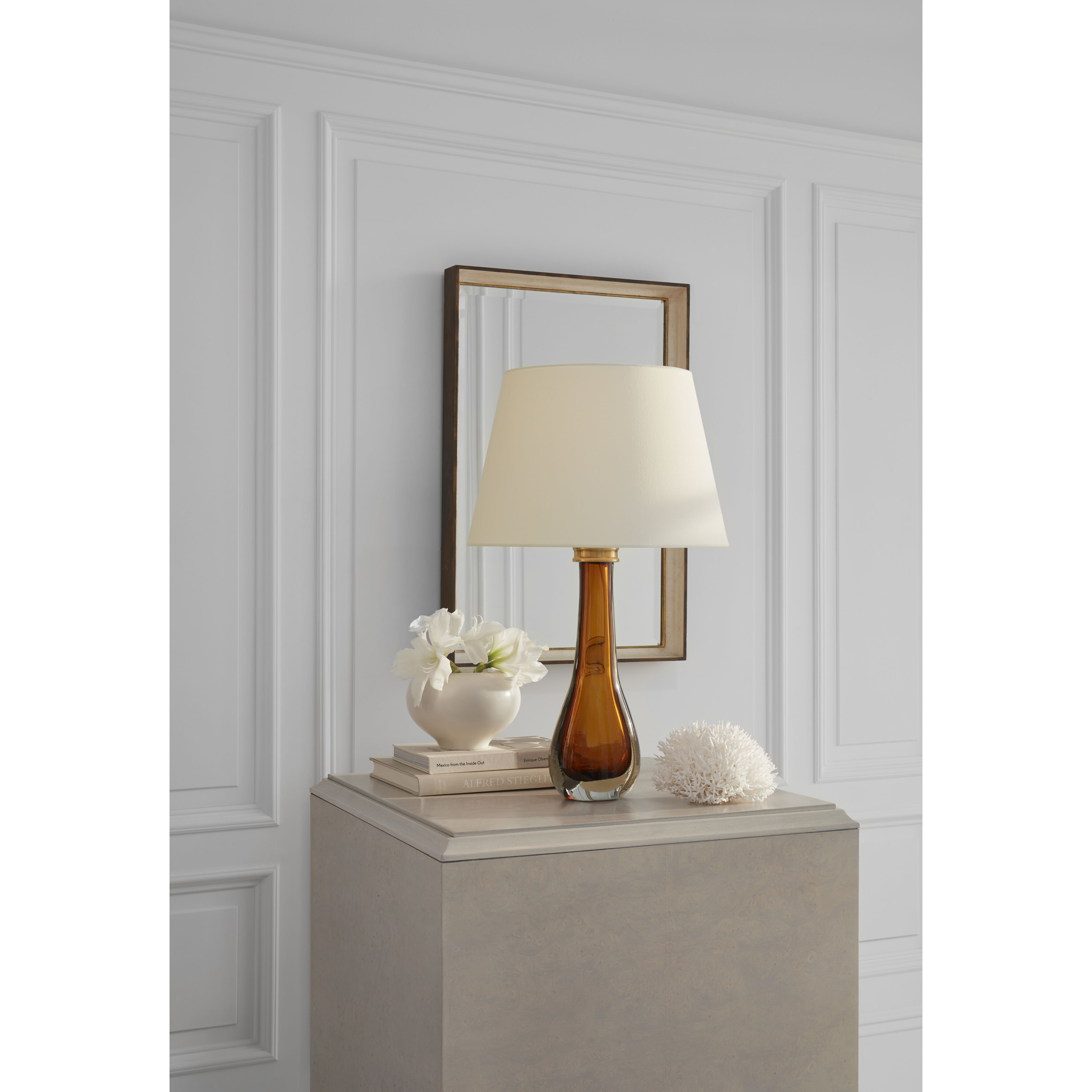 Julie Neill Christa 29.5 inch 100 watt Amber Glass Table Lamp Portable Light, Large