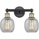 Belfast 2 Light 15 inch Black Antique Brass Bath Vanity Light Wall Light in Clear Crackle