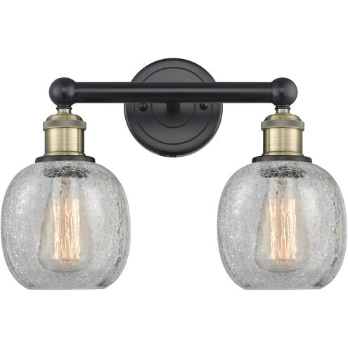 Belfast 2 Light 15 inch Black Antique Brass Bath Vanity Light Wall Light in Clear Crackle