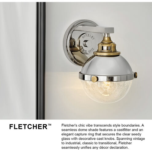 Fletcher LED 32 inch Polished Nickel with Heritage Brass Vanity Light Wall Light