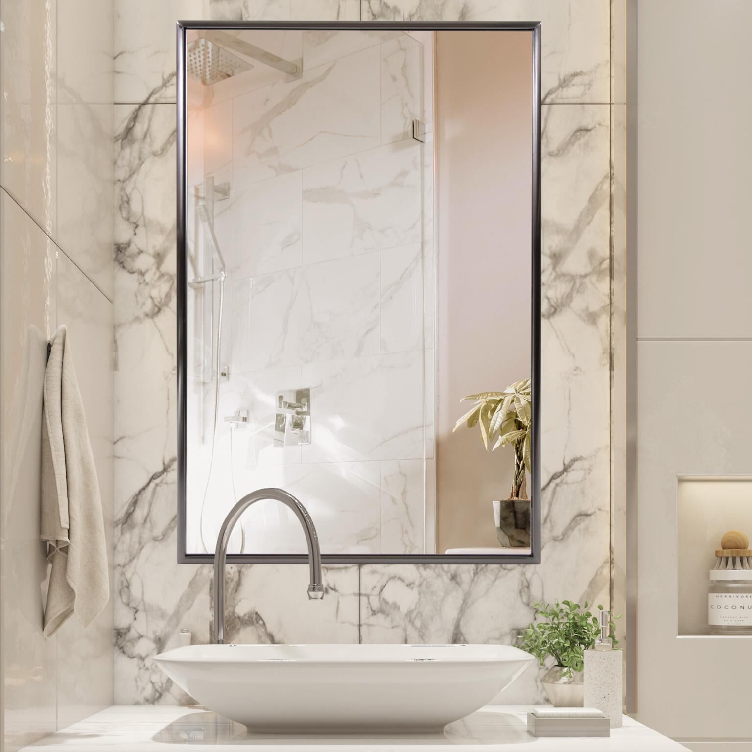 Yorkville 36 X 24 inch Brushed Titanium Vanity Mirror