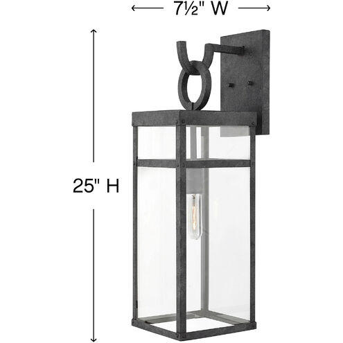 Estate Series Porter LED 25 inch Aged Zinc Outdoor Wall Mount Lantern, Large