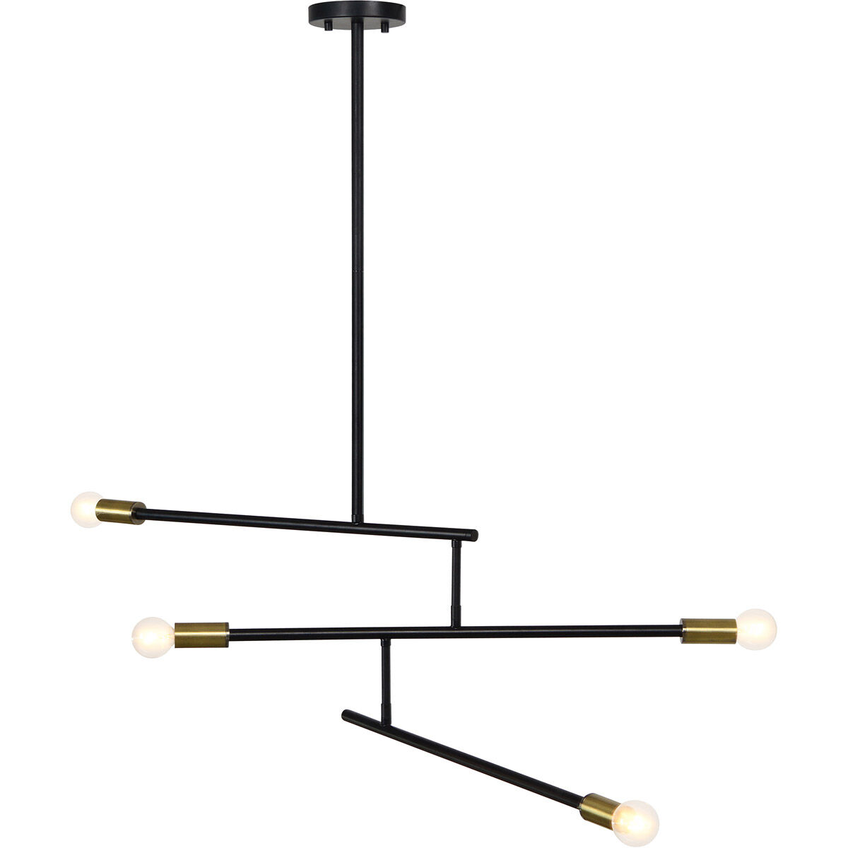 Tara 4 Light 42 inch Matte Black and Antique Brass Chandelier Ceiling Light, Small