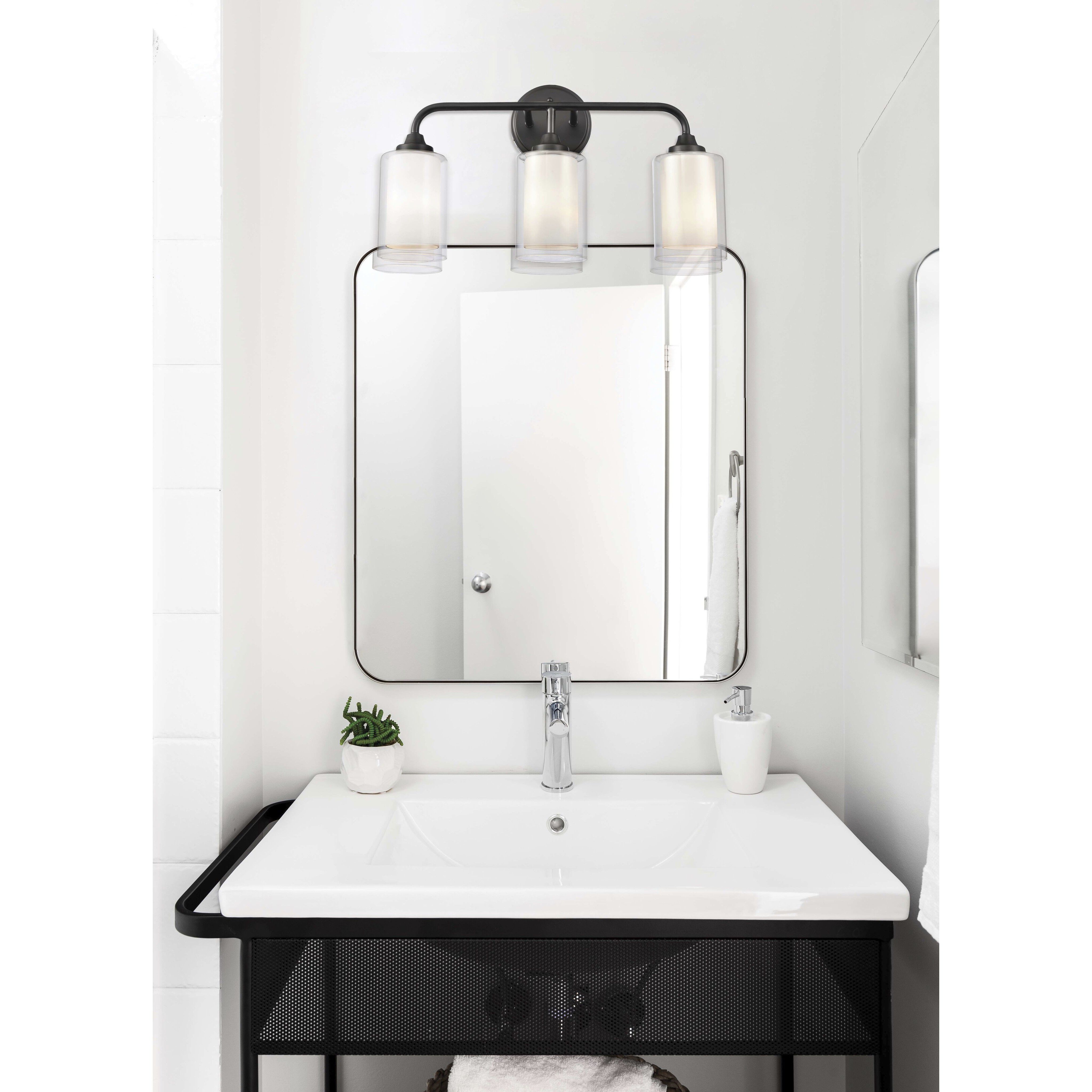 Auralume Fairbank 3 Light 20 inch Matte Black Bath Vanity Light Wall Light in Incandescent