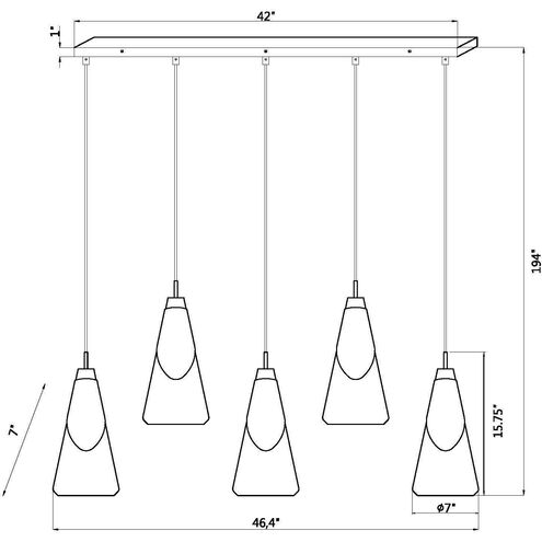 Aimie Linear Chandelier Ceiling Light in Modern Gold