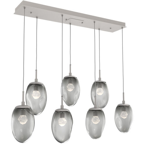 Meteo LED LED Beige Silver Linear Pendant Ceiling Light in Metallic Beige Silver, 2700K LED, Zircon Inner - Smoke Outer, Multi-Port