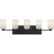 Nola 5 Light 31.75 inch Black Bath Vanity Light Wall Light in Glossy Opal Glass Shade