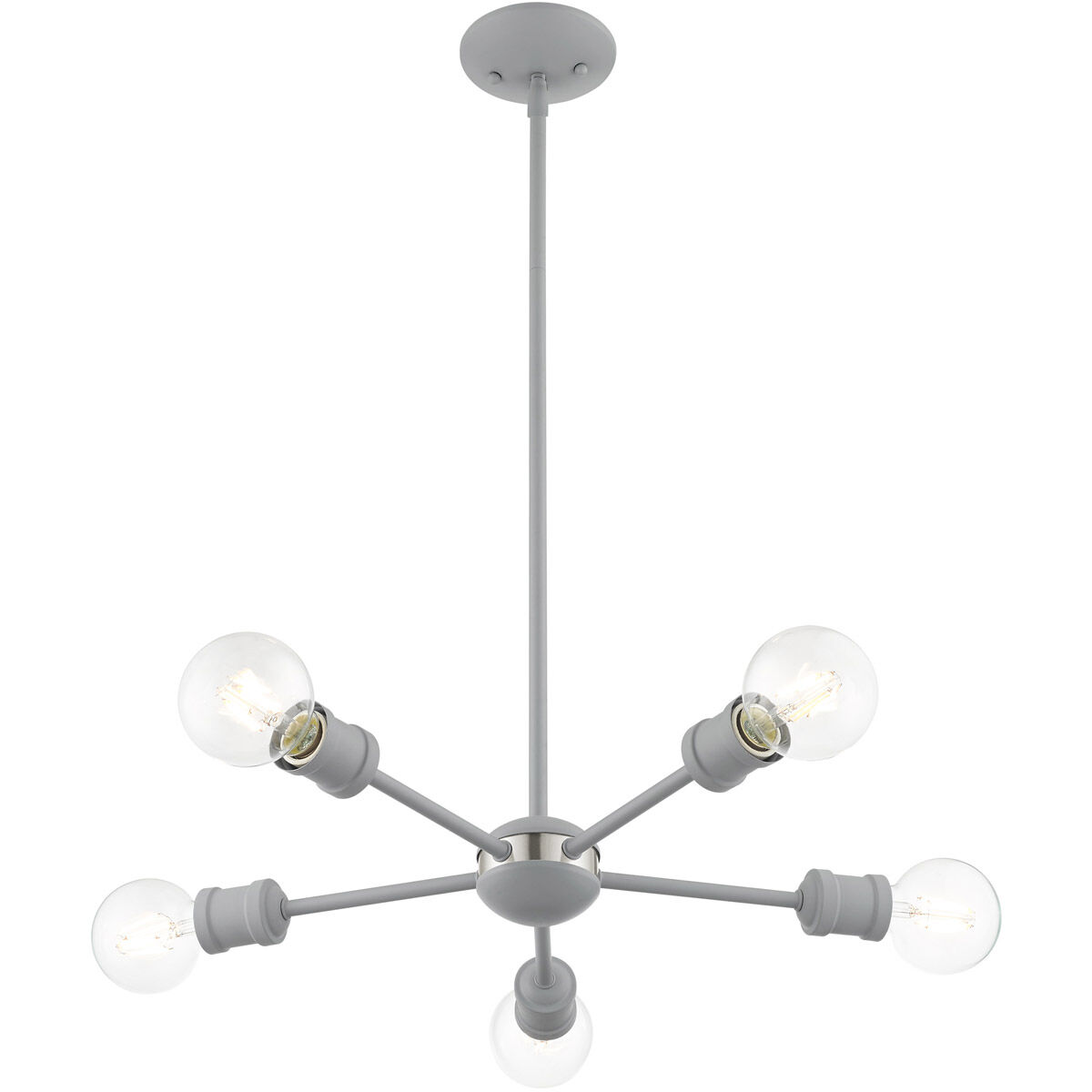 Lansdale 5 Light 19 inch Nordic Gray with Brushed Nickel Accents Chandelier Ceiling Light
