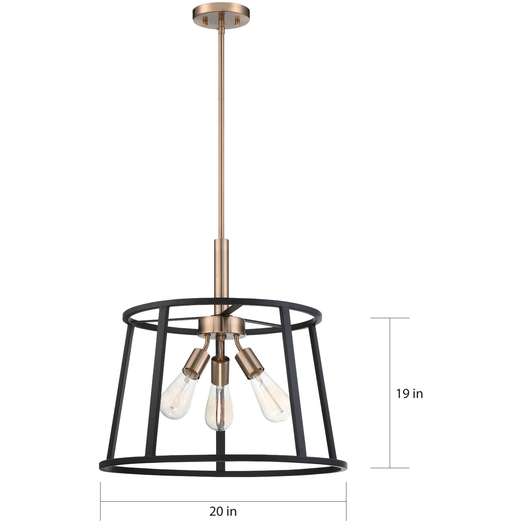 Chassis 3 Light 20 inch Copper Brushed Brass and Matte Black Pendant Ceiling Light