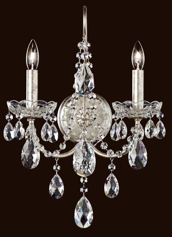 Sonatina 2 Light 5.5 inch Antique Silver Wall Sconce Wall Light in Swarovski