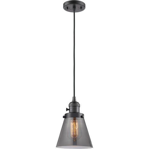 Franklin Restoration Cone 1 Light 6 inch Oil Rubbed Bronze Mini Pendant Ceiling Light in Incandescent, Plated Smoke
