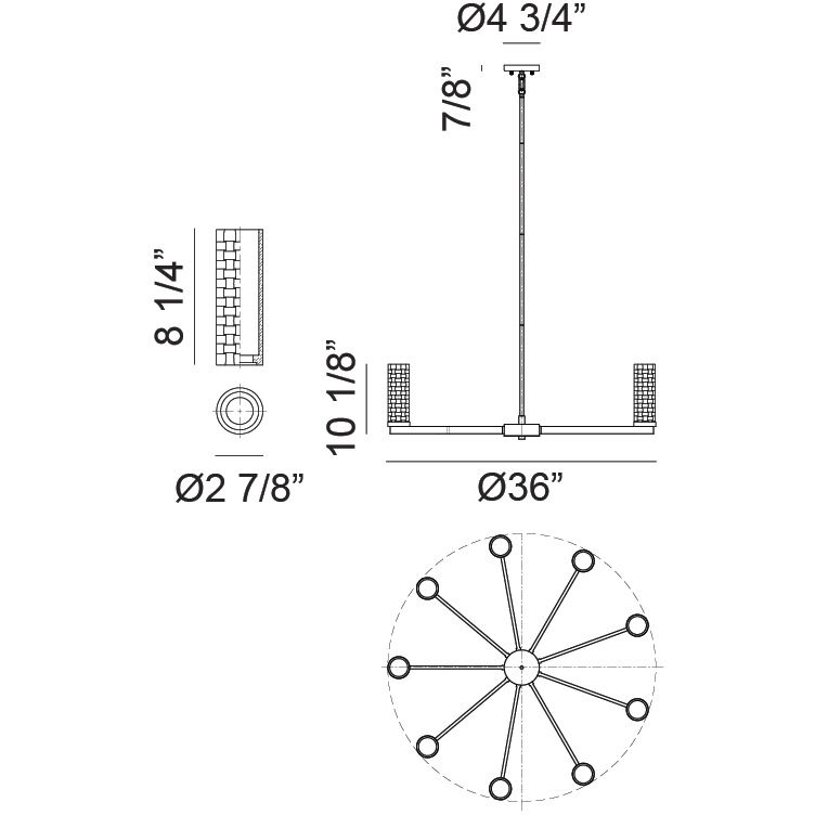 Weaver 9 Light 36 inch Black Pendant Ceiling Light
