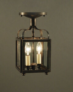 Crown 2 Light 6 inch Antique Copper Flush Mount Ceiling Light in Clear Seedy Glass