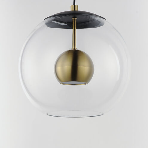 Nucleus LED 11 inch Black and Natural Aged Brass Single Pendant Ceiling Light