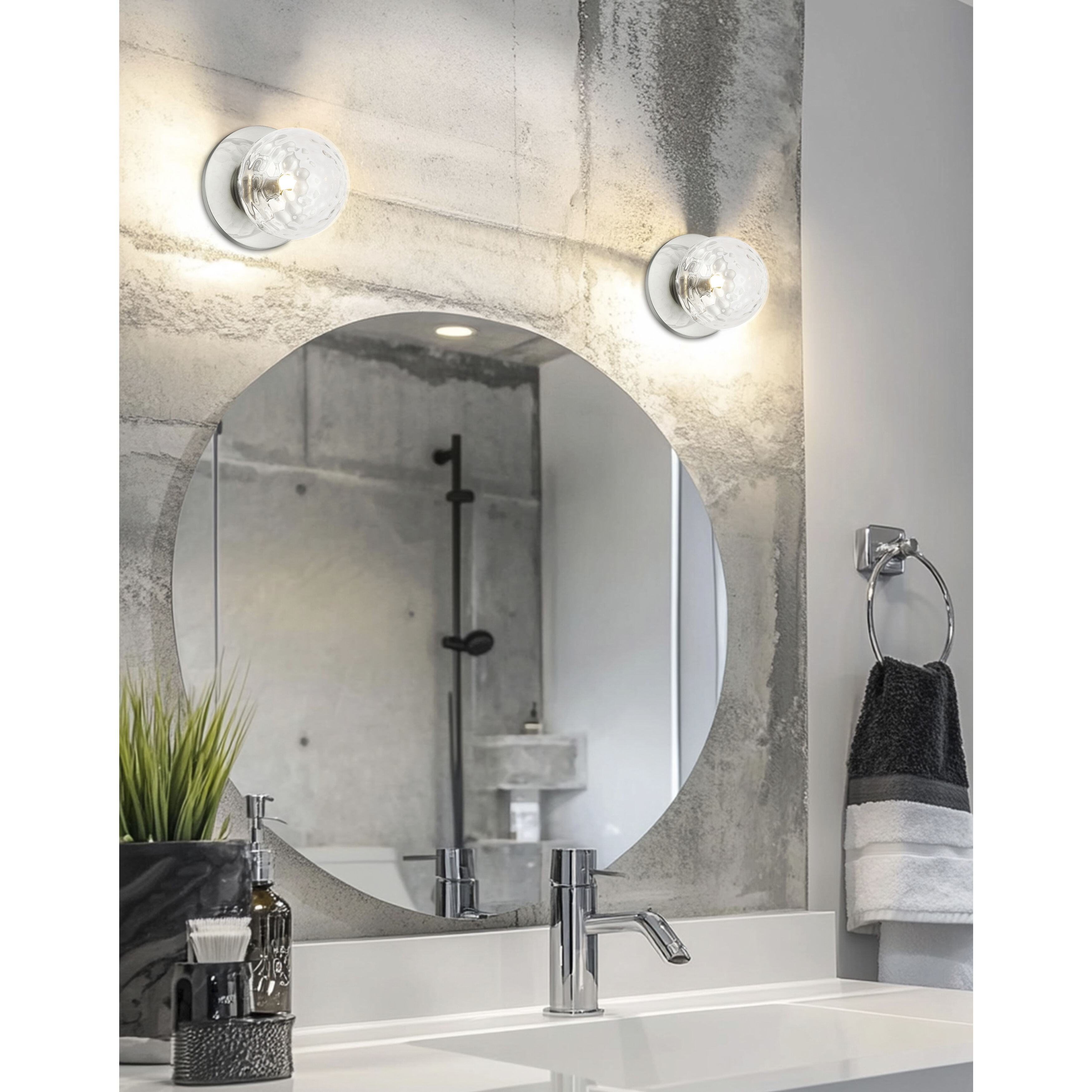 Burlat Wall Sconce Wall Light in Polished Chrome, Clear