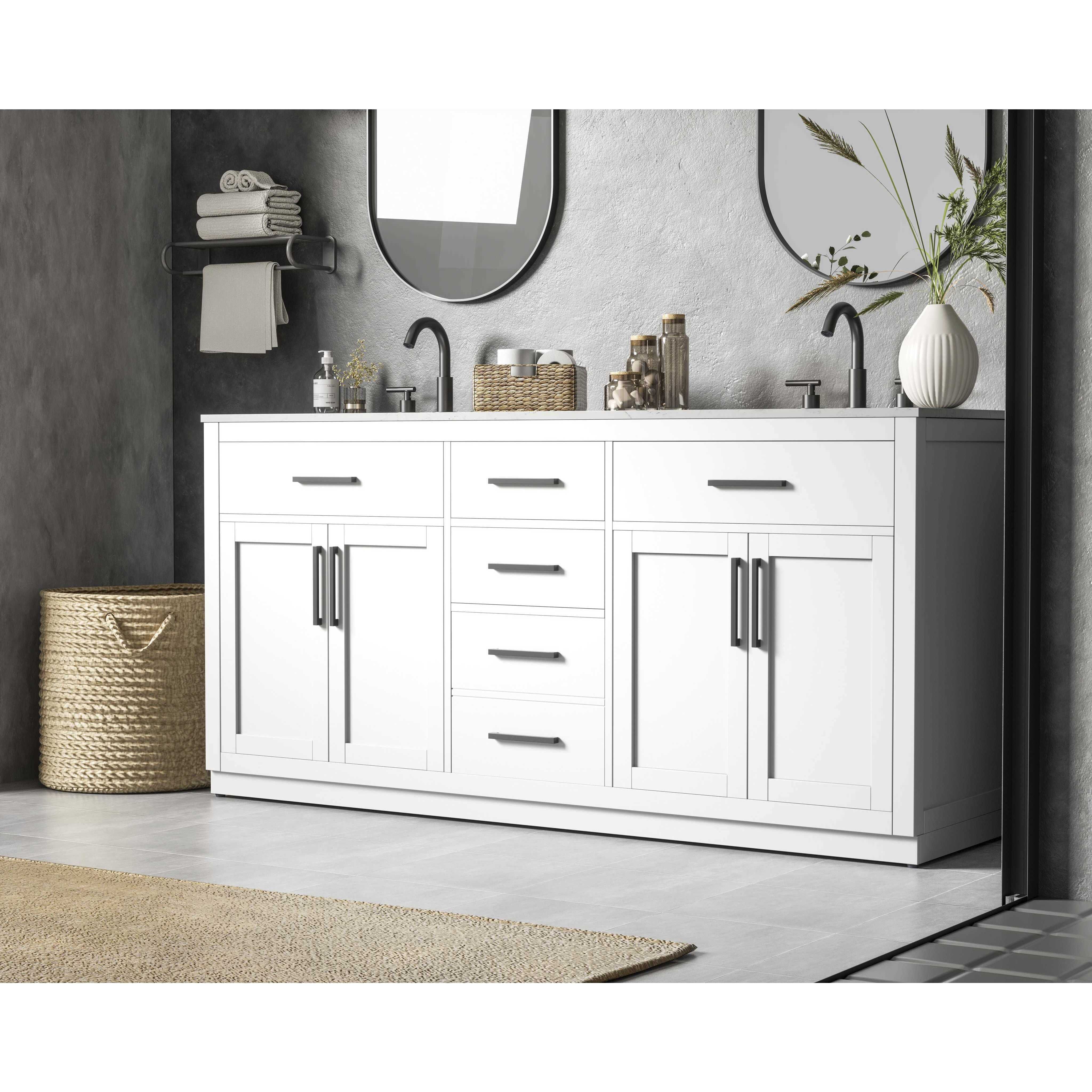 Alden 72 X 35 inch White Bathroom Vanity Cabinet