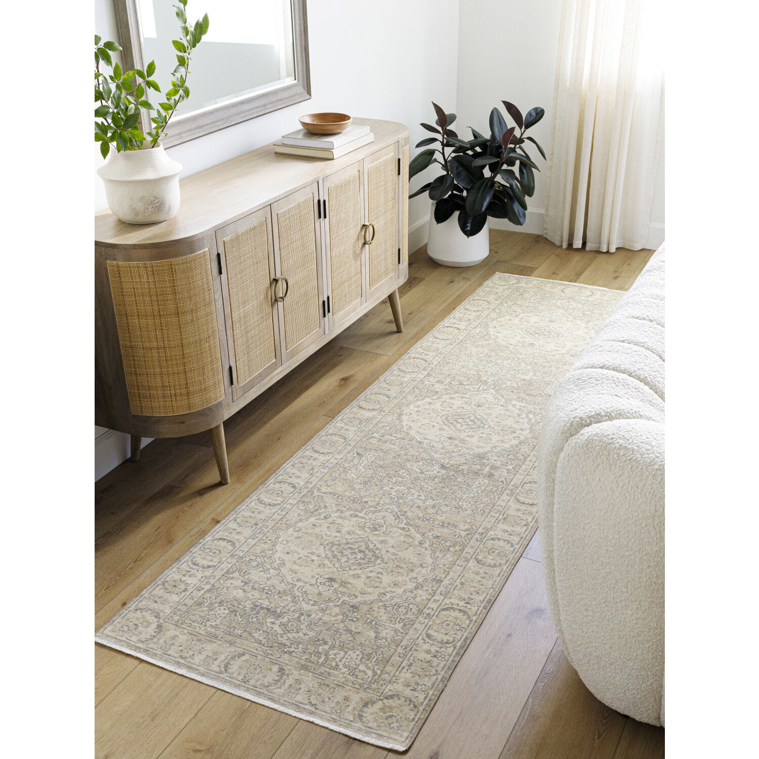 Once Upon a Time 118.11 X 35.04 inch Ivory / Light Gray / Gray / Tan / Light Brown Machine Woven Rug in 3 x 10