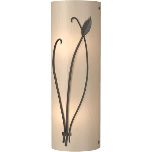 Forged Leaf and Stem 2 Light 5.5 inch Dark Smoke Sconce Wall Light in White Art