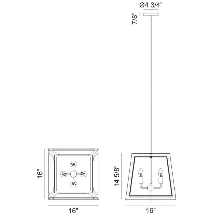 Rosalie 4 Light 16 inch Matte Black and Aged Gold Brass Pendant Ceiling Light