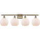 Ballston Athens LED 36 inch Antique Brass Bath Vanity Light Wall Light in Matte White Glass, Ballston