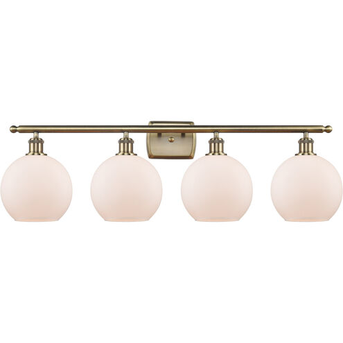 Ballston Athens LED 36 inch Antique Brass Bath Vanity Light Wall Light in Matte White Glass, Ballston