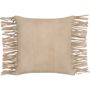 Suede Fringe 20 inch Tan Pillow Kit, Square