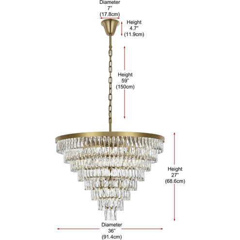 Josephine 29 Light 36 inch Satin Gold Chandelier Ceiling Light