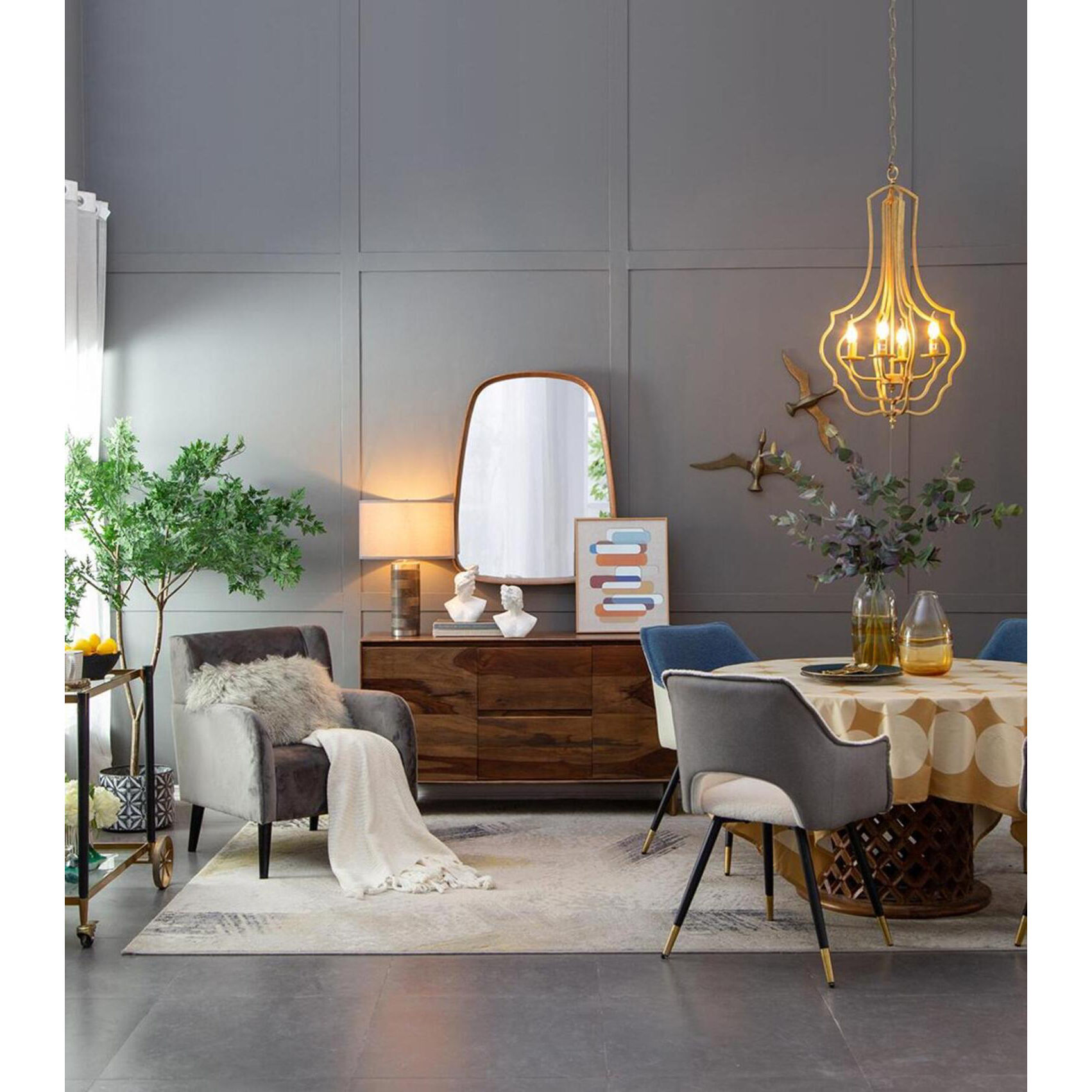 Wayne 37.4 X 27 inch Brown Wall Mirror