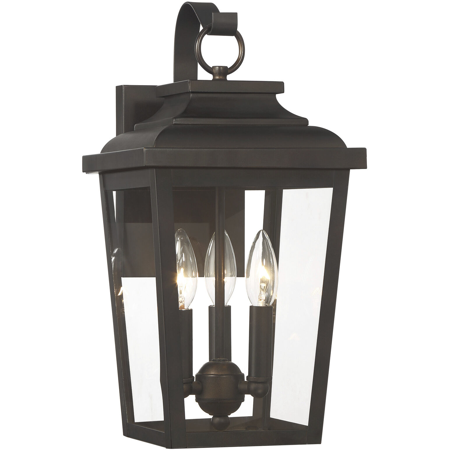 Great Outdoors Irvington Manor 3 Light 16.75 inch Chelesa Bronze Outdoor Wall Mount in Incandescent, Clear Glass
