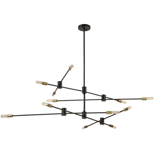 Lyrique 12 Light 54.25 inch Bronze with Brass Accents Chandelier Ceiling Light