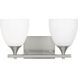Drew & Jonathan Toffino 2 Light 16 inch Brushed Steel Wall Bath Fixture Wall Light in Milk Glass