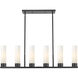 Empire 6 Light 44.25 inch Matte Black Linear Pendant Ceiling Light in Matte White Glass