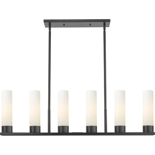 Empire 6 Light 44.25 inch Matte Black Linear Pendant Ceiling Light in Matte White Glass