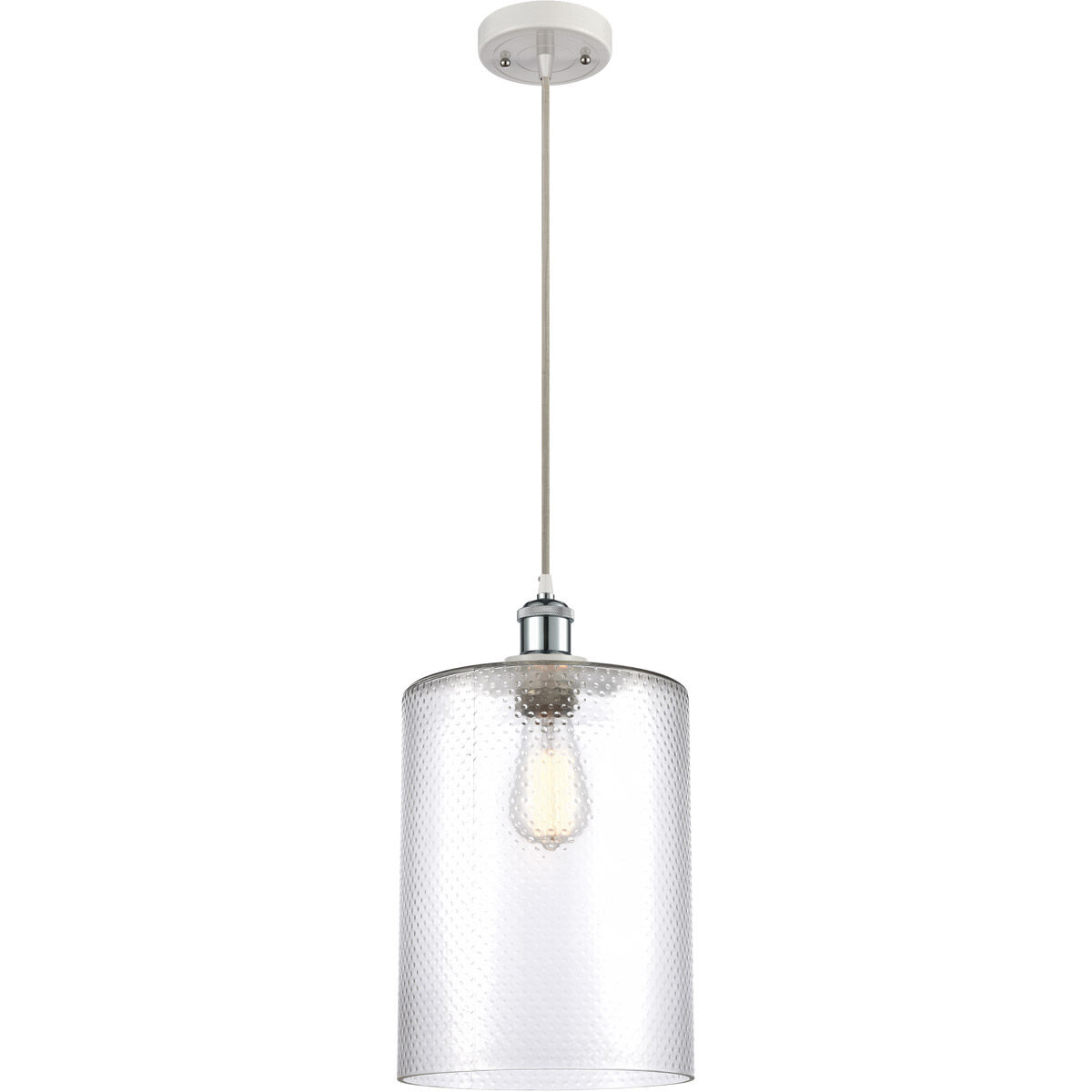 Ballston Large Cobbleskill LED 9 inch White and Polished Chrome Mini Pendant Ceiling Light in Clear Glass, Ballston