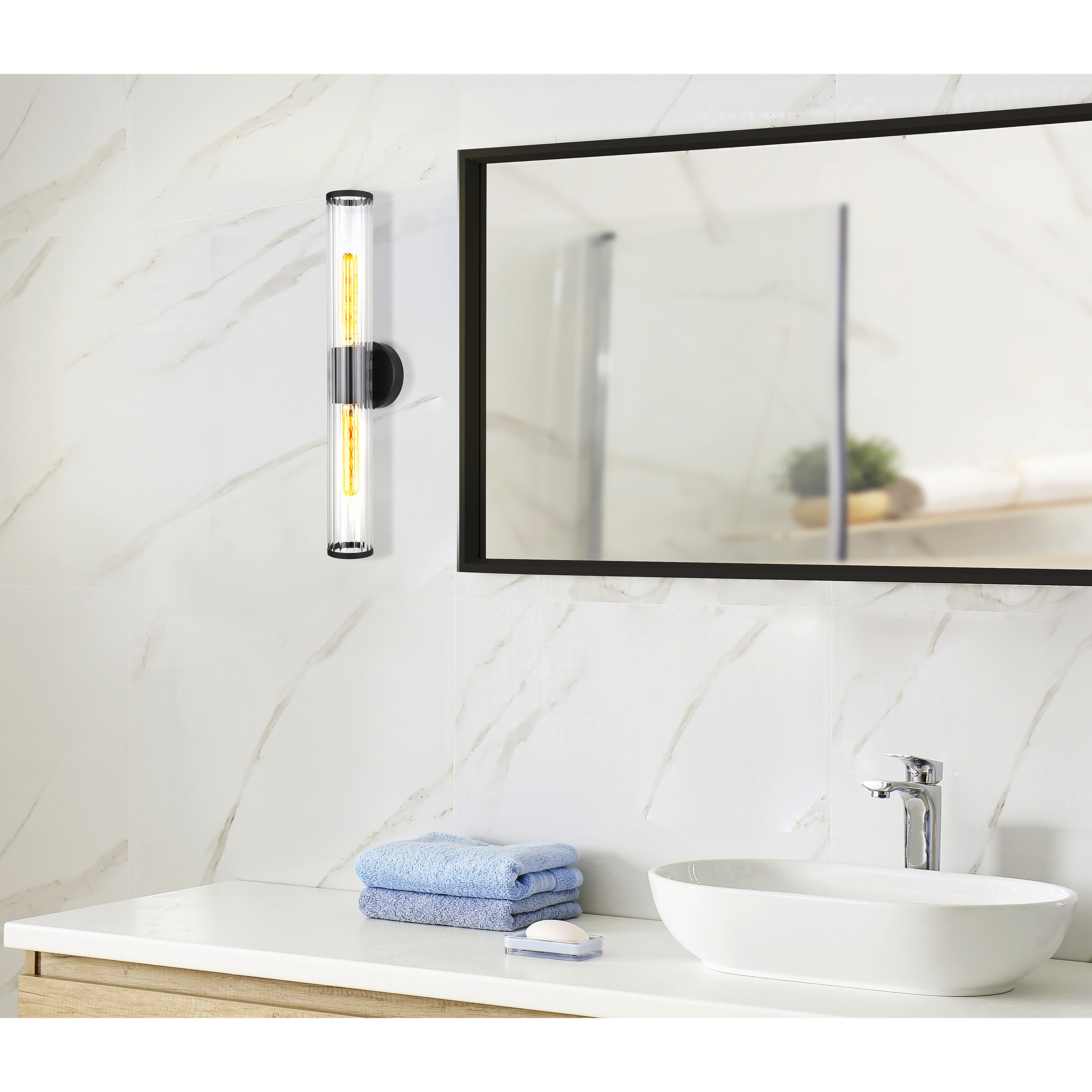 Varvara 2 Light 24 inch Black Bath Vanity Wall Light