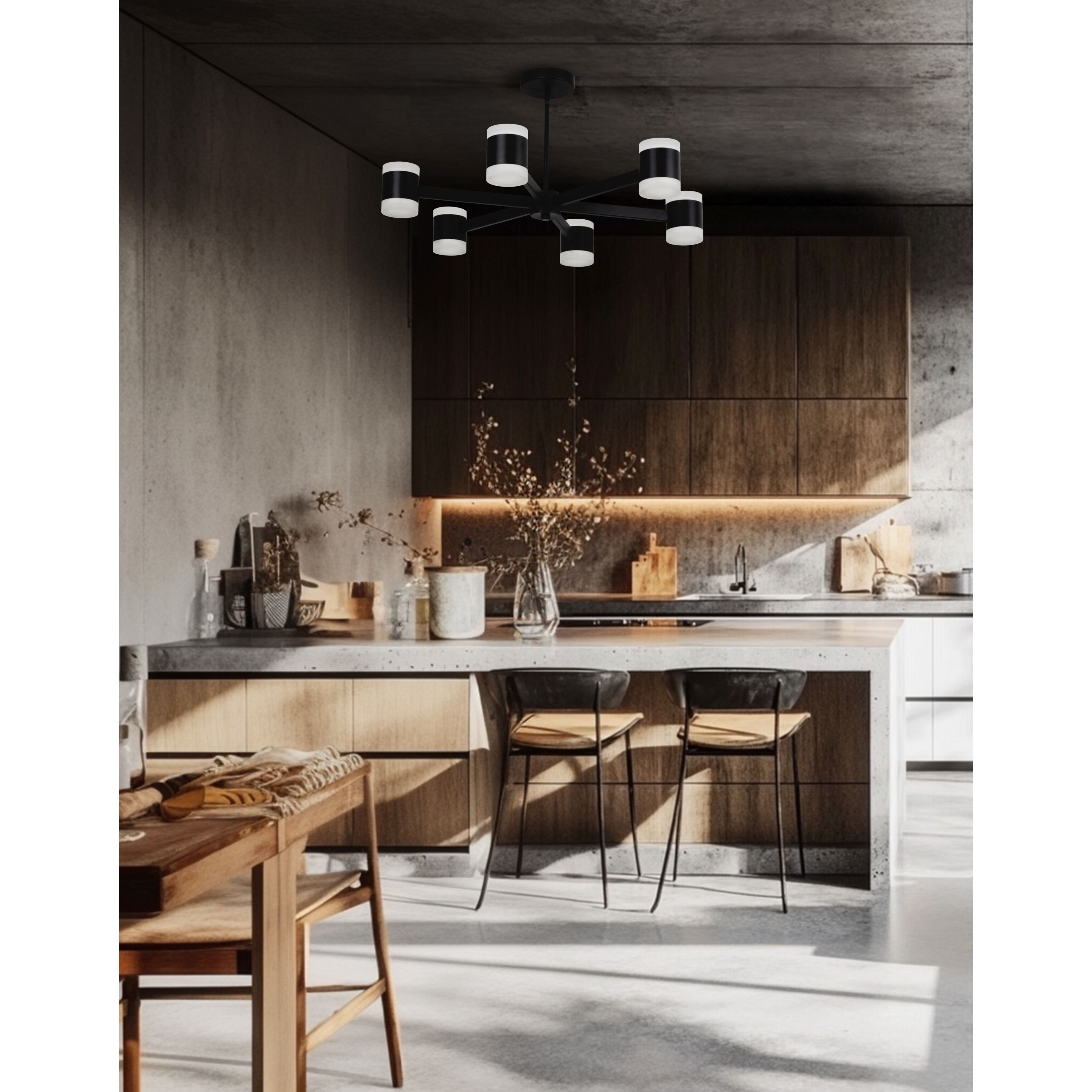 Wilson LED 28 inch Matte Black Chandelier Ceiling Light