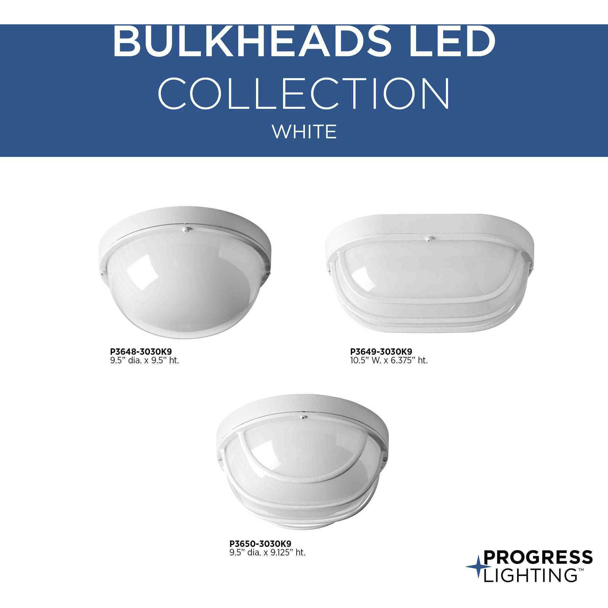 Bulkheads LED LED 9.5 inch White Outdoor Ceiling/Wall Light, Progress LED